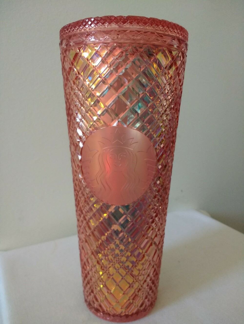 Starbucks Iridescent Rose Pink Diamond-Pattern Tumbler